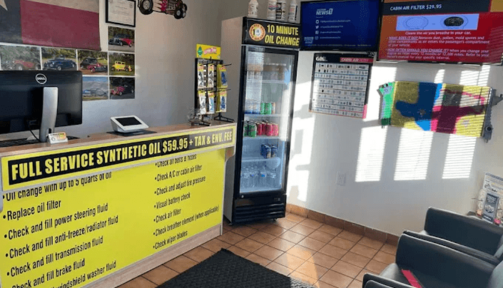 Ten Minute Oil Change shop interior service counter