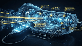 Digital illustration of a vehicle transmission system
