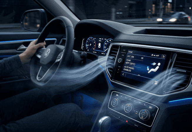 Car air conditioning service interior view
